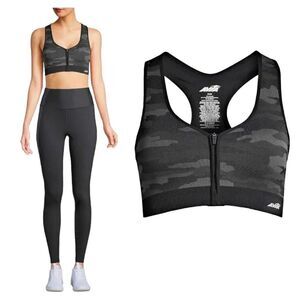 NEW Avia Activewear Women's Medium Support Sports Bra in Black Camo Size Small